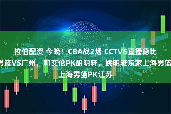 拉伯配资 今晚!CBA战2场 CCTV5直播德比战广东男篮VS广州,郭艾伦PK胡明轩,姚明老东家上海男篮PK江苏